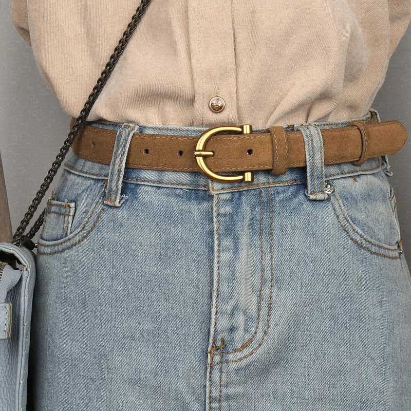 Gifts Luxury Design Suede Leather Belt Trendy Casual Business Waist Strap Versatile Pin Buckle Waistband W251024