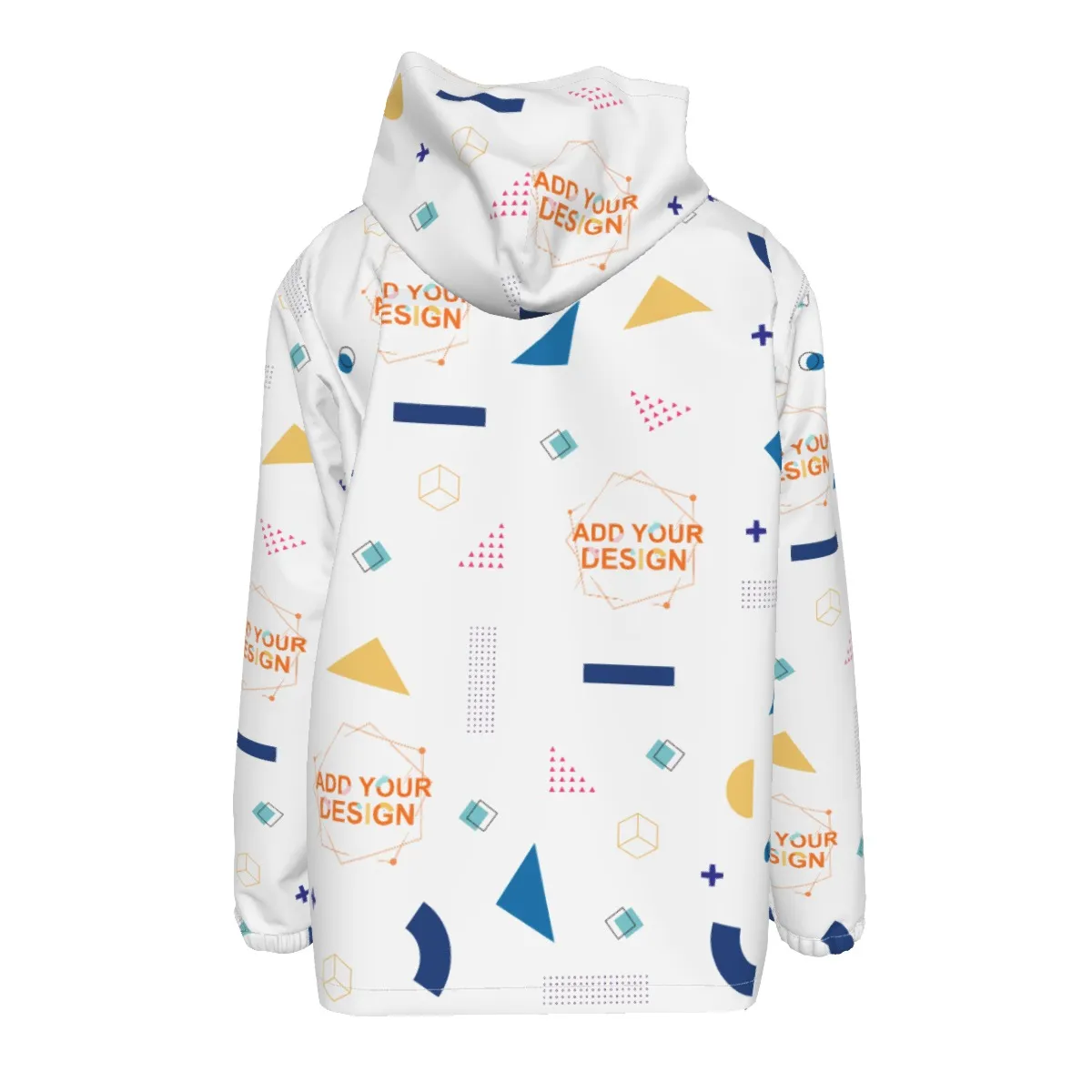 DHgatepod Men's Windproof Zip Hooded Jacket - 140GSM All-Over Print Lightweight Outdoor Shell for Hiking & Casual Wear