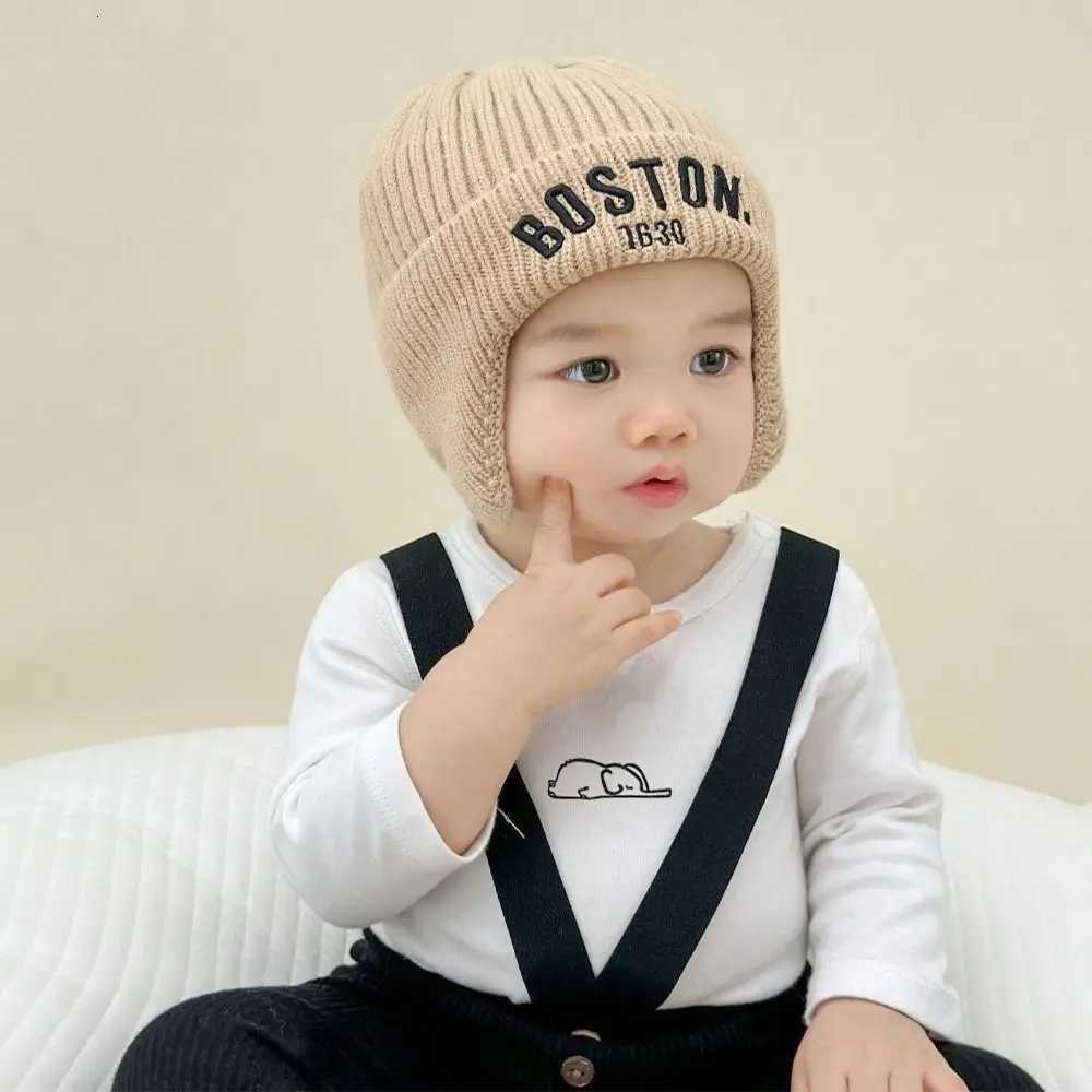 Winter Wool Baby Warm Ear Protection Hat Kids Earmuffs Cap Cartoon Toddler Woolen Knitted Hats 15 Years Children BeaniesL251024