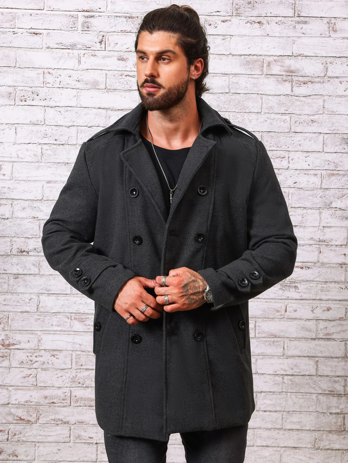 Mens Woolen Overcoat Jacket Solid HighEnd Autumn Winter Fashion Stand Collar Slim Fit Business Casual Daily Wear 251018