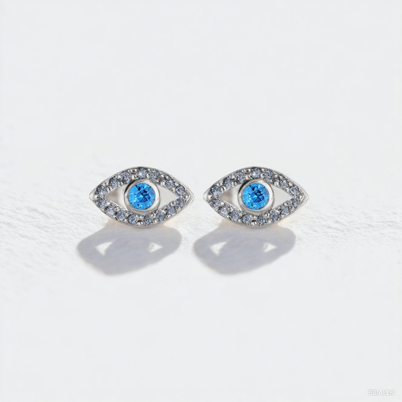 Luxury earrings 18K gold plated S999 sterling silver Devil's Eye earrings with blue diamond inlaid sparkling diamond geometric ring earrings Desi
