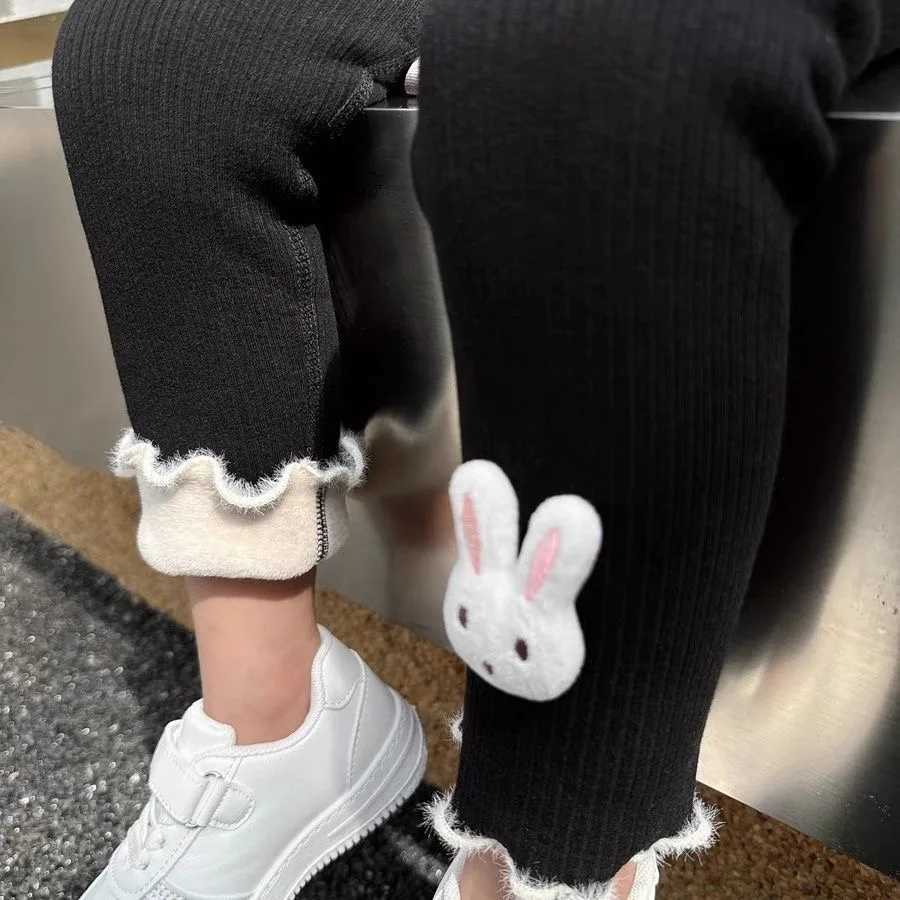 Baby Girls Thermal Leggings Autumn Winter Kids Cute Rabbit Simplicity Tight Warm Trousers Children Skinny Pants Casual BottomsT251024
