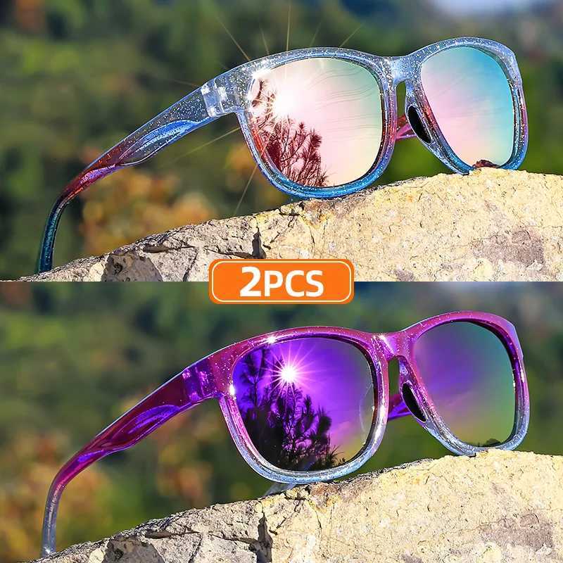 2 Pairs of Classic Square Polarized Fashion Glasses Unisex Lightweight Colorful Pearlescent Frame Outdoor Sports Style GlassesT251024