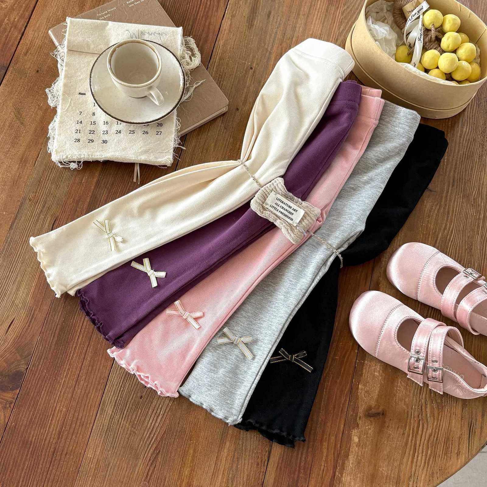 Baby Girl Trousers Kids Casual Pants Toddler Clothes 2025 Autumn New Girls Bow Leggings Cotton Children Fleece Stretch PantsT251024