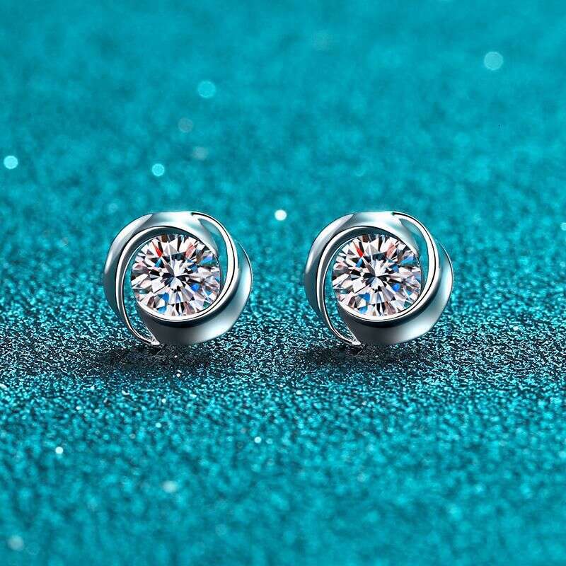 DHCollections-- XDY Pure Sier Women's Spiral 30 50 Points Inlaid Moissanite Stud Earrings High-end Style