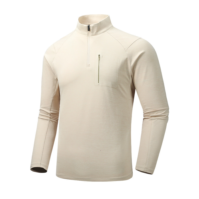 Men's Fitness Quick-Dry Long Sleeve Base Layer Clothing Sweat-Wicking Running Half-Zip Stand Collar
