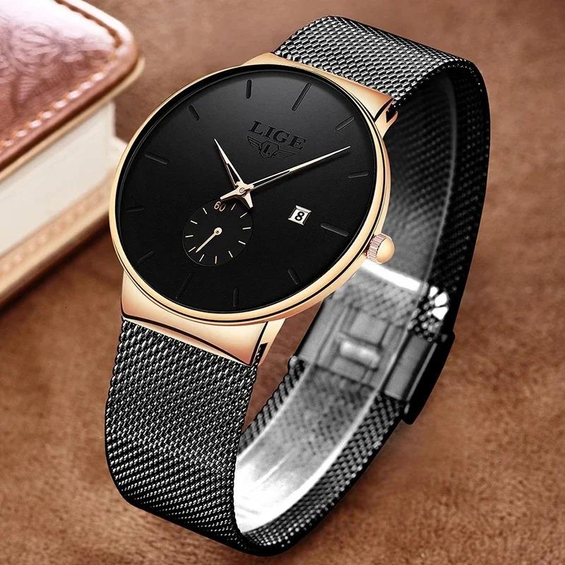 LIGE Ultra Thin Fashion Casual Ladies Watches Elegant Waterproof Business Quartz Watch for Women Gift Auto Calendar Clock 251021