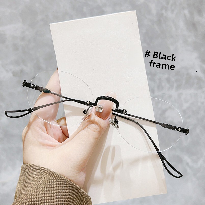 New Trendy Frameless for Women Korean Artistic Round Same Style Frame Anti-Blue Light Glasses