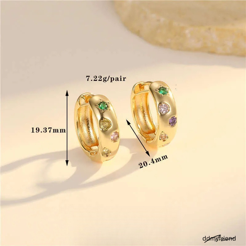 Vintage Style Round Earrings For Women - Inlaid Zircon, Geometric Design, Colorful Accent Ddmyfriend