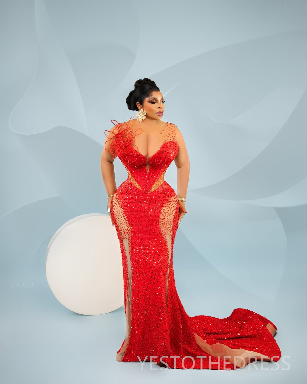 2026 Plus Size Red Aso Ebi Prom Dress Mermaid Prom Dresses Evening Formal Gowns Sheer Neck Crystals Beaded Lace Birthday Second Reception Gown For Bla