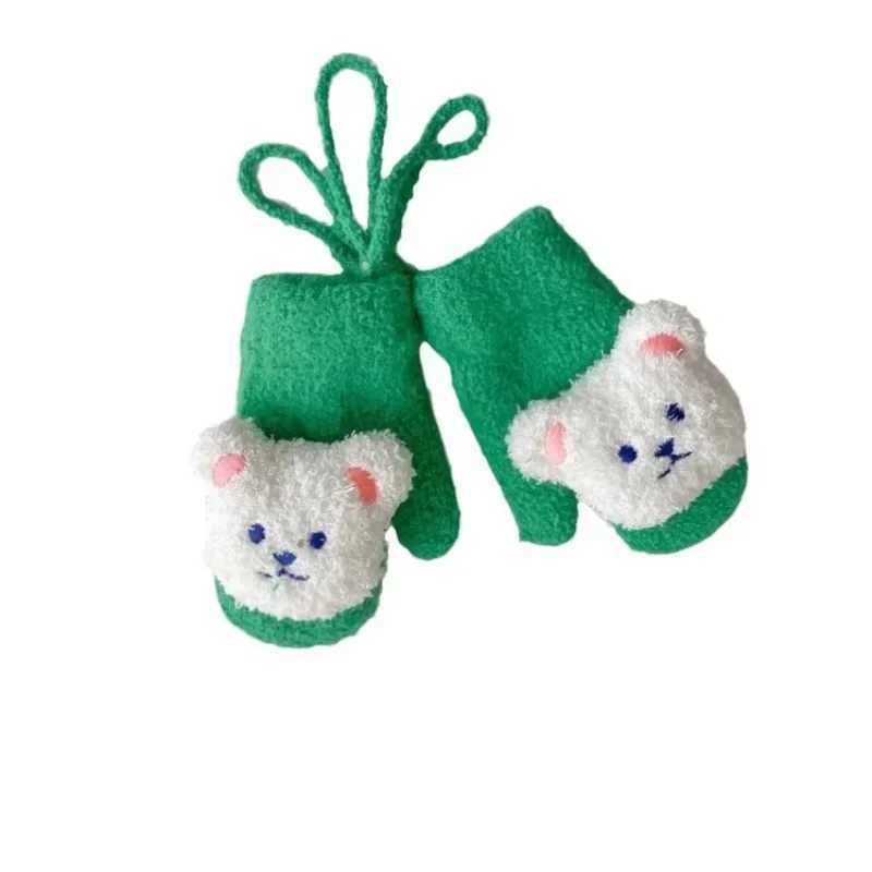 1 Pair Warm Glove for Kids Cute Cartoon Doll Bear Mittens for Baby Boy Girl Kawaii Autumn Winter Outdoor Plush Toddler Gloves Y251024