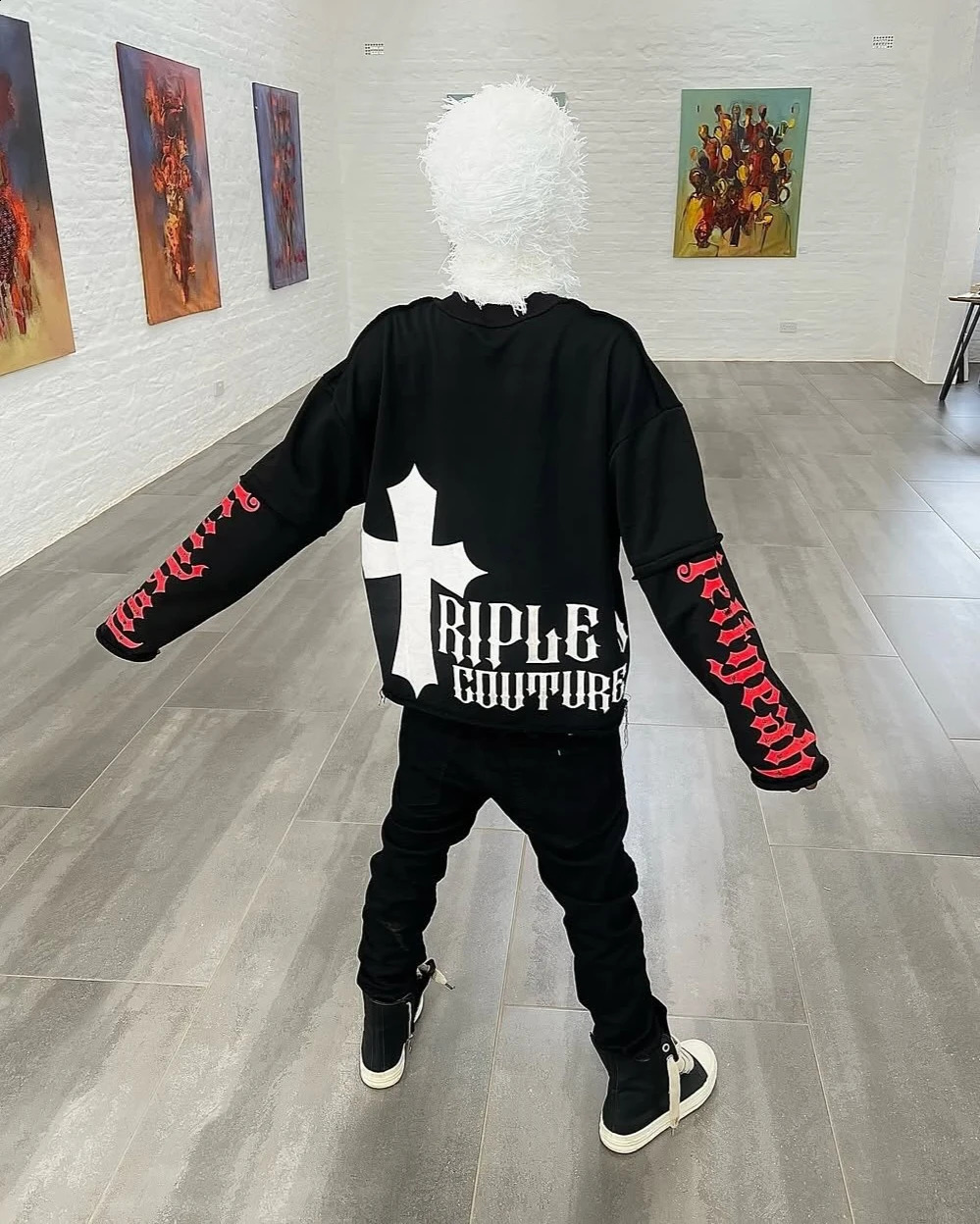 Gothic Punk Y2k Double Layer Long Sleeved T Shirt Hip Hop Harajuku Pattern Printed Loose Pullover Fashionable Trendy Sportswear 251020