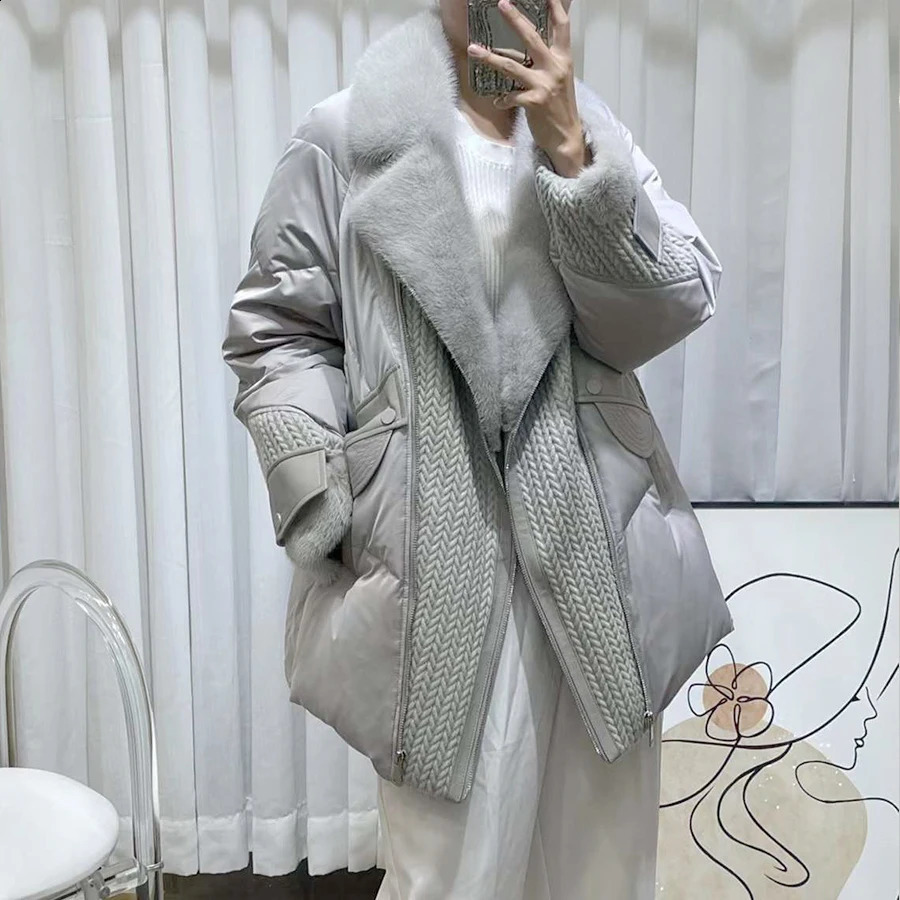 Fur Puffer Jacket Cropped Goose Down Coats With Fur Natural Mink Fur Goose Down Jacket Women Winter Warm Outerwear 251023