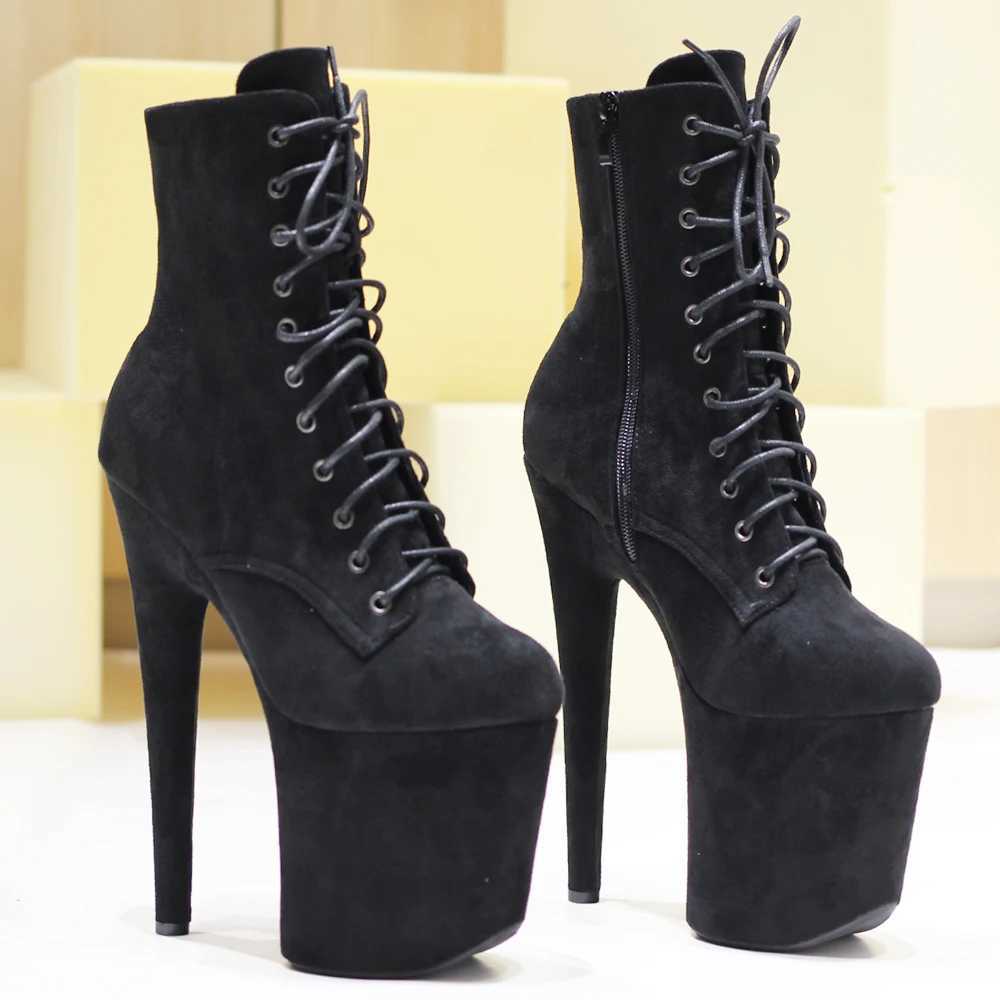 8Heel 4Platform Extreme Pole Dance LaceUp FlannelAnkle Boots In Stock Three Colors Fast Shipping Size3643 W251024