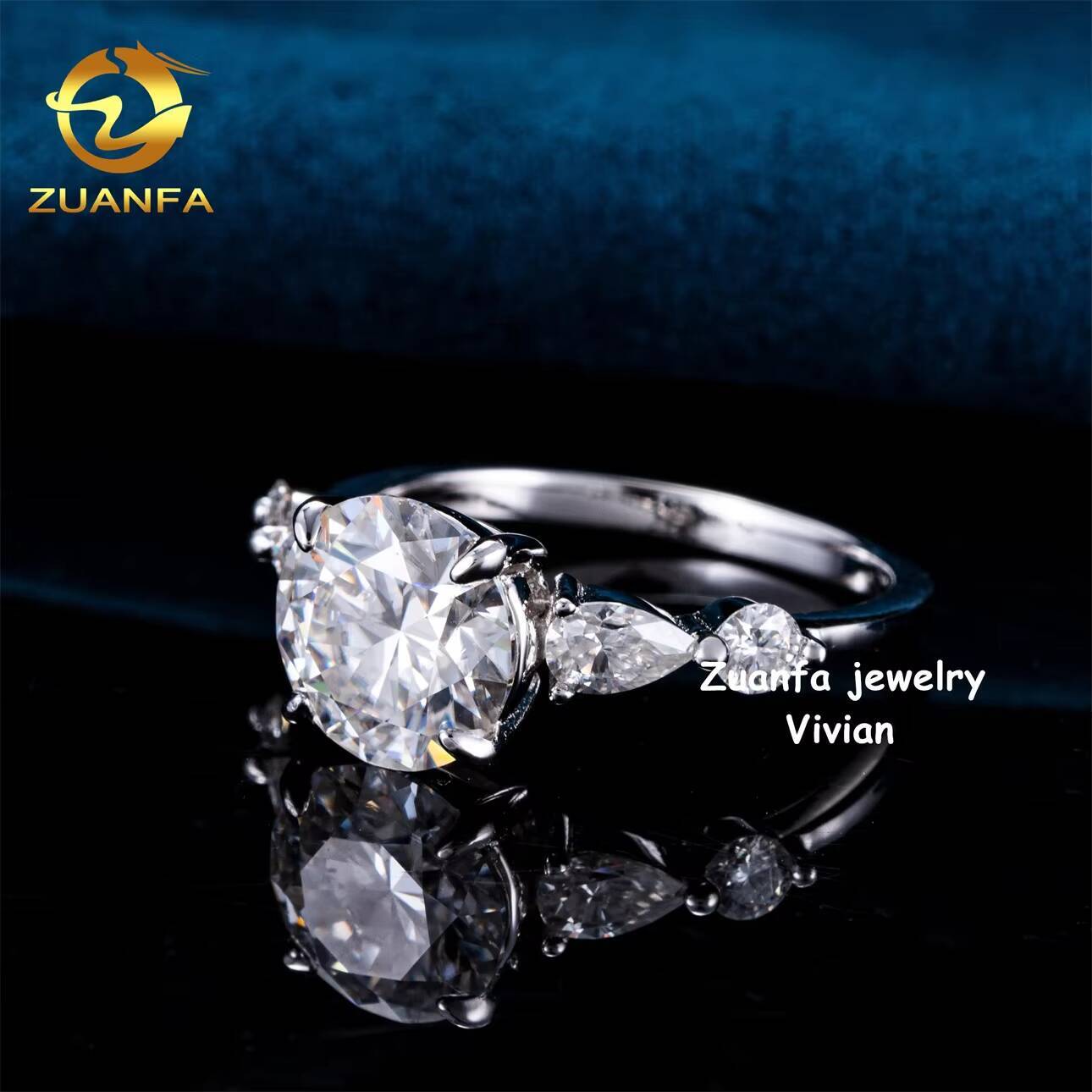 D Color VVS Moissanite Diamond Silver 925 Luxury Fashion Pass Diamond Tester Women Wedding Rings