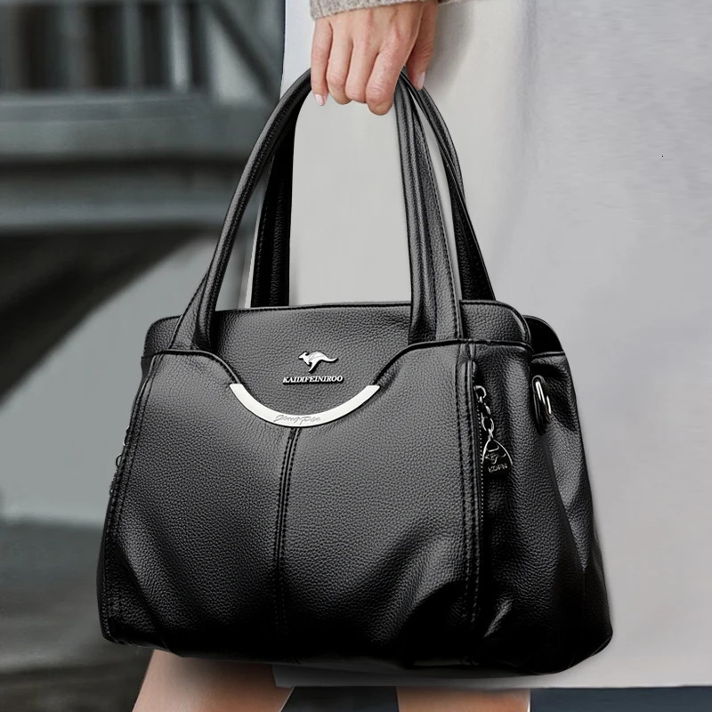 2024 Multi Pocket Womens Handbag High Quality Soft Leather Female Shoulder Bag er Girl Tote Bolsas Sac A Main 251023