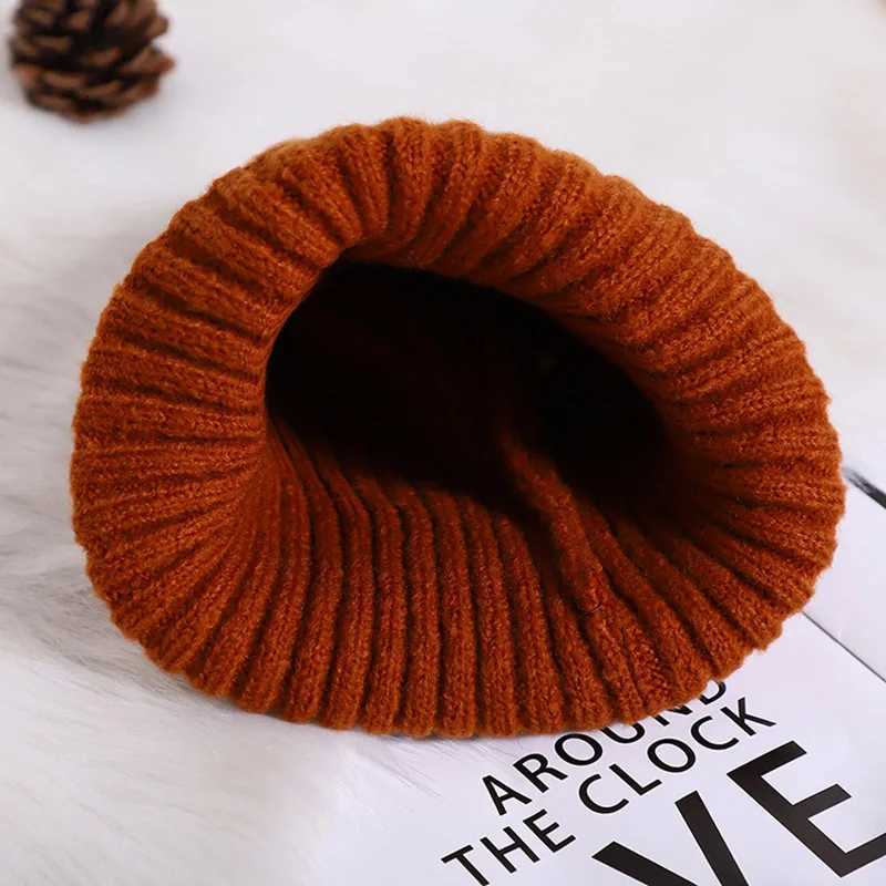 Winter Baby Knitted Hat Solid Color Woolen Crochet Bonnet 16year Children Warm Pullover Cap Fashion Kids Beanie Letter SkullcapL251024