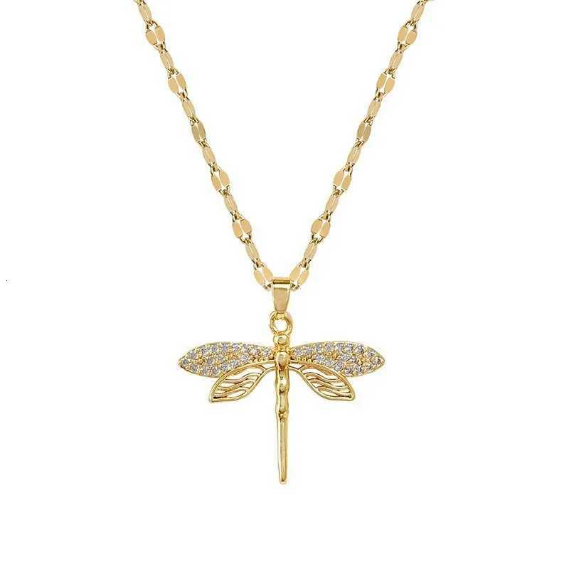 316L Stainl Steel Personality Dragonfly Pendant Necklace For Women Fashion Girls Clavicle Chain Party Jewelry GiftsXJ251024
