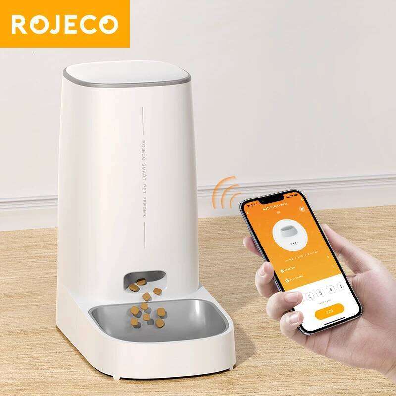 designer brand ROJECO Automatic Pet Smart WiFi Kibble Dispenser Remote Control Auto Feeder For Cat Dog Dry Food Accessories