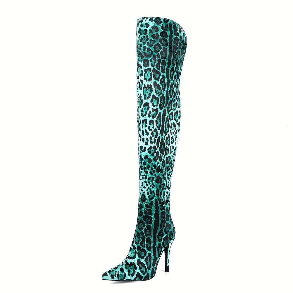 Winter Leopard Print Women's Knee High Heels