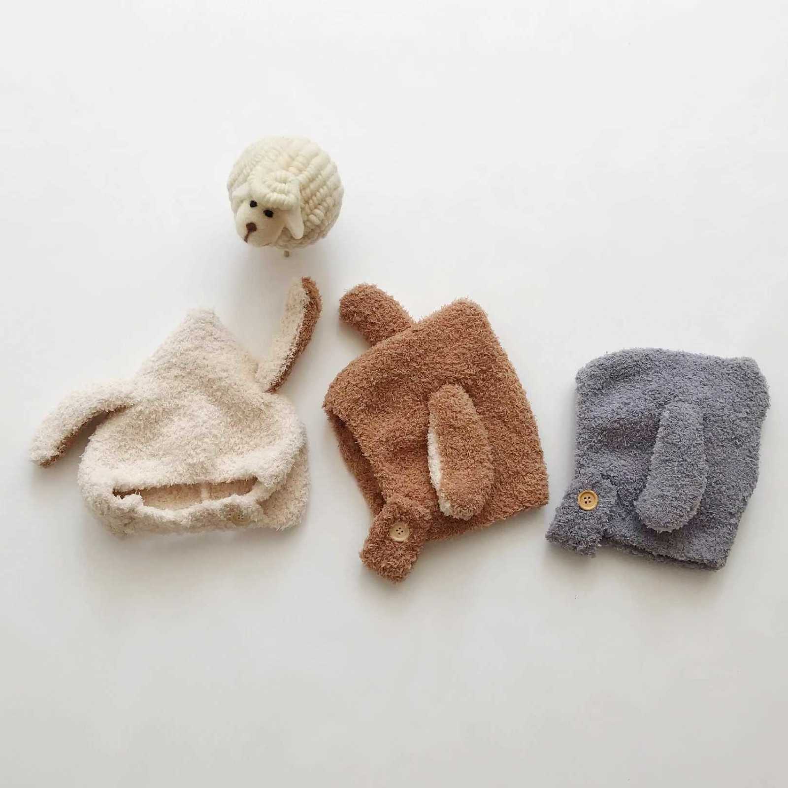 Cute Baby Winter Hat Fleece Warm Bonnets Rabbit Ear Hats for Kids Infant Babies Accessories Newborn Photography Props Boys GirlsL251024