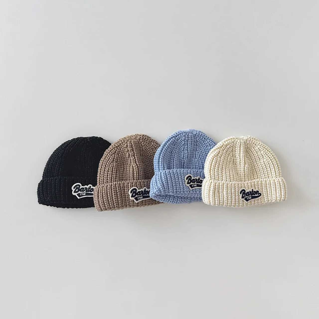 Winter Warm Knitted Baby Hat Letter Kids Boy Girl Cap Beanies Solid Color Soft Toddler Kids Pullover HatL251024