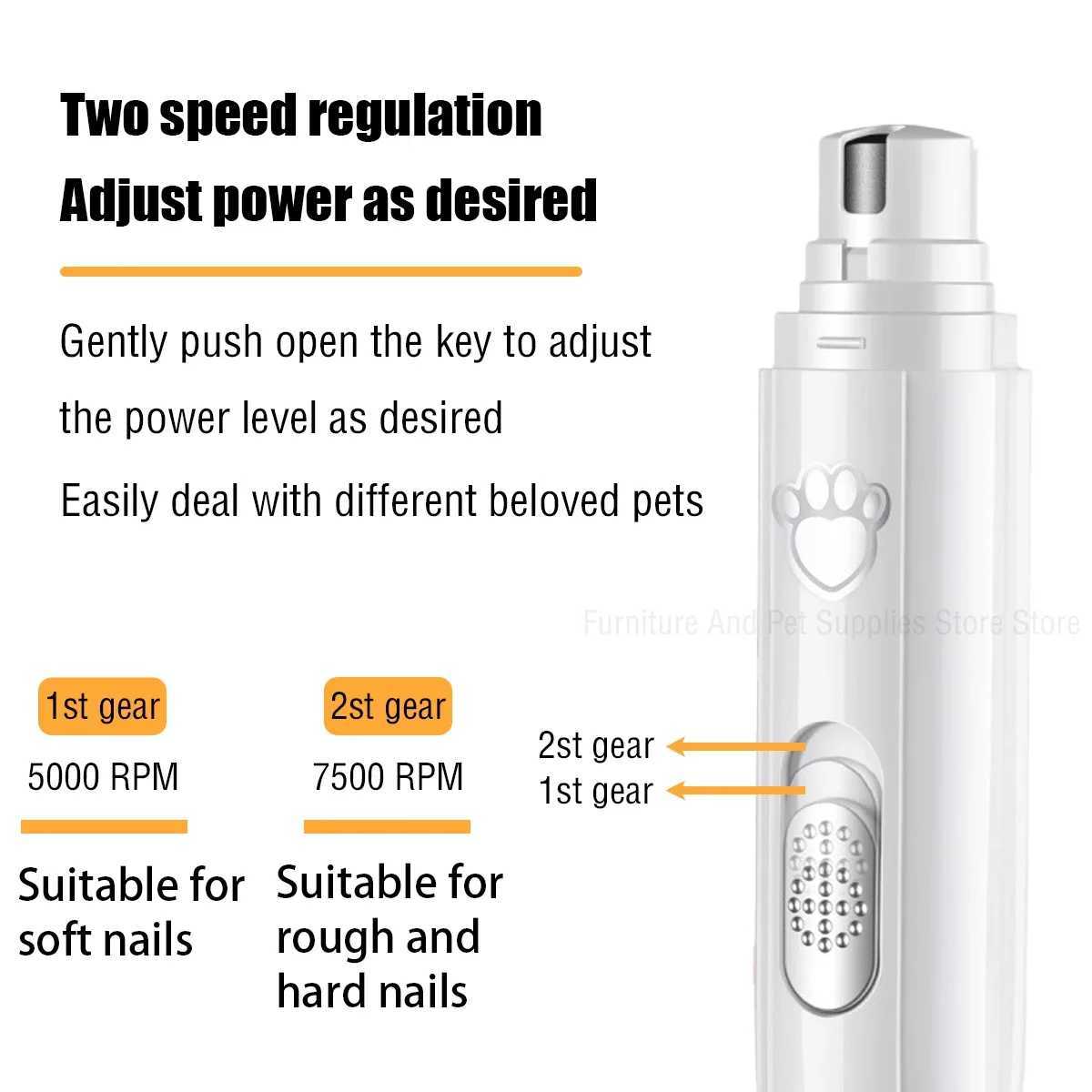 Electric Dog Nail Grinder Pet Nail Clipper USB Rechargeable Pet Nail Trimmers Painless with Polisher Wheel for SmallLarge Pets Z202510241