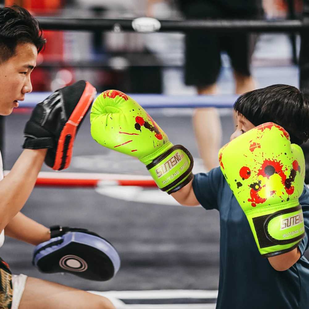 1 Pair Fight MMA Sanda Gloves Workout Exercise Training PU Leather Sponge Martial Arts Boxing Gloves Sports Protection Equipment Y251023