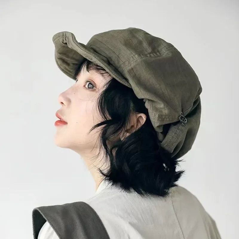 Harajuku Retro Style Oversized Berets Caps for Women in Spring Summer Fashion Versatile Casual Shortbrimmed sboy Hats 251021