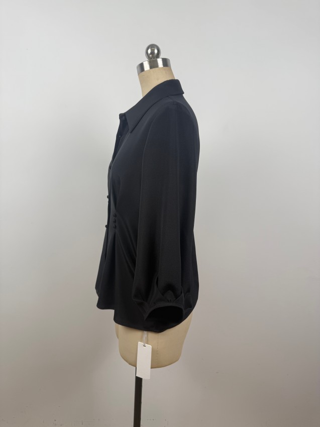 Simple, Sophisticated, Elegant, Light Luxury Silk Blouse with Waist Cinching JYS11016