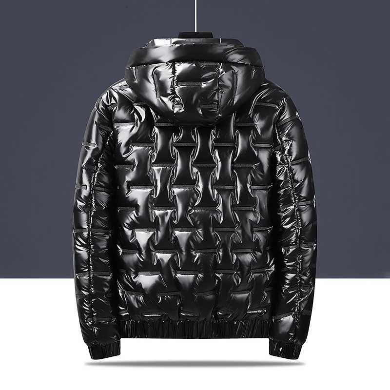 Autumn and winter mens cotton coat hooded jacket with shiny surface personalized warm jacket outdoor sports warm cotton coat Z251024