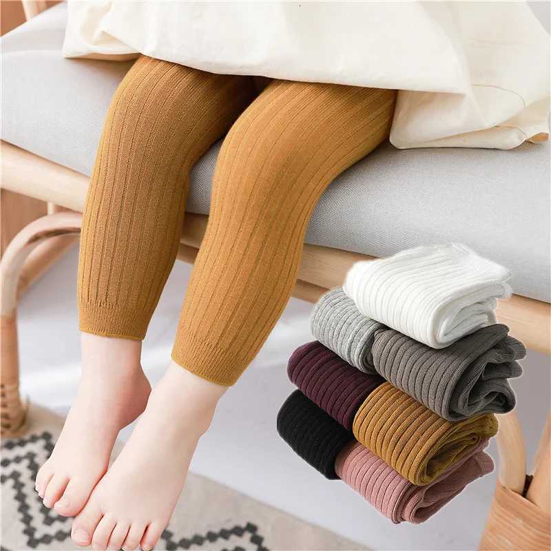 1 Pair Autumn Legging for Girls Children Solid Color Cotton Ribbed Pants Kids Newborn Knitting Leggings Trousers 0 to 6 YearsT251024