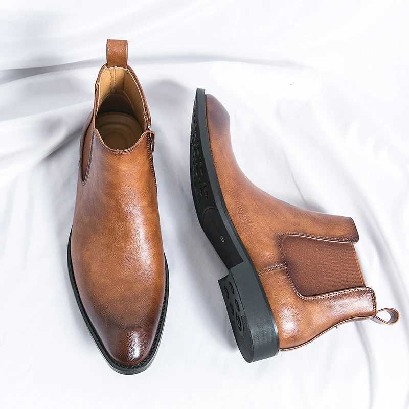 British Style Chelsea Boots for Men Casual Slip on Ankel Boots Business Dress Leisure Walk Shoes Split Leather Male Basic Boots W251024