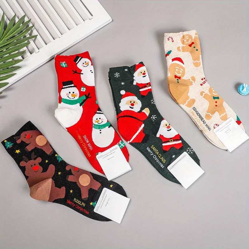 14 Pair Red Snowman Christmas Socks Gingerbread Man Christmas Mid Socks Christmas Gift Socks Autumn and Winter Warmth J251024