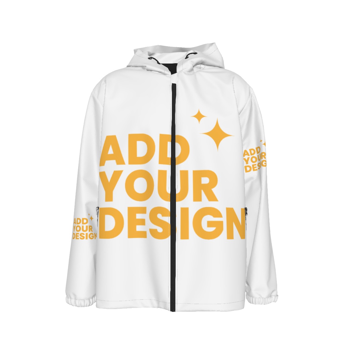 DHgatepod Men's Windproof Zip Hooded Jacket - 140GSM All-Over Print Lightweight Outdoor Shell for Hiking & Casual Wear