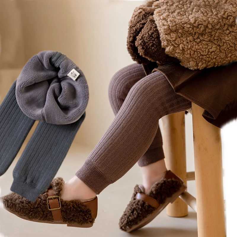 012Y Toddler Girl Flannel Clothes Tights Cotton Solid Thick Ribbed Fleece Lined Girls Leggings Kid Warm Outerwear Winter PantsT251024