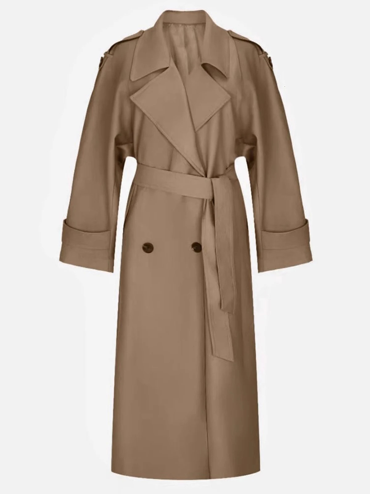 Lautaro Spring Autumn Oversized Khaki Extra Long Dark Purple Trench Coat for Women Double Breasted Elegant y Overcoat 251021