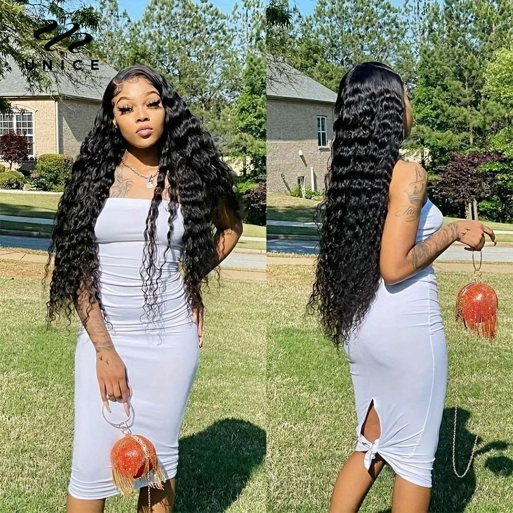 Glueless Plucked Pre Cut Inky 1b Color 5x5 HD Water Wave Sheer Lace Front Wigs Human Hair Women No Glue Put On And Go Decorative Wig for Costume & Sty