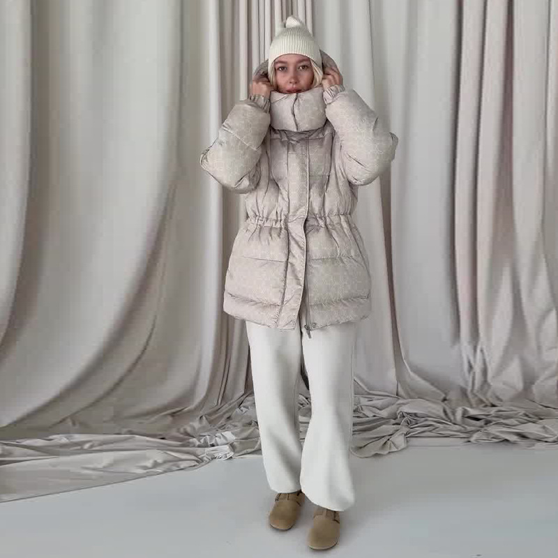 2025 Autumn New Women's Printed Warm Comfortable Mid-Length Cotton Jacket