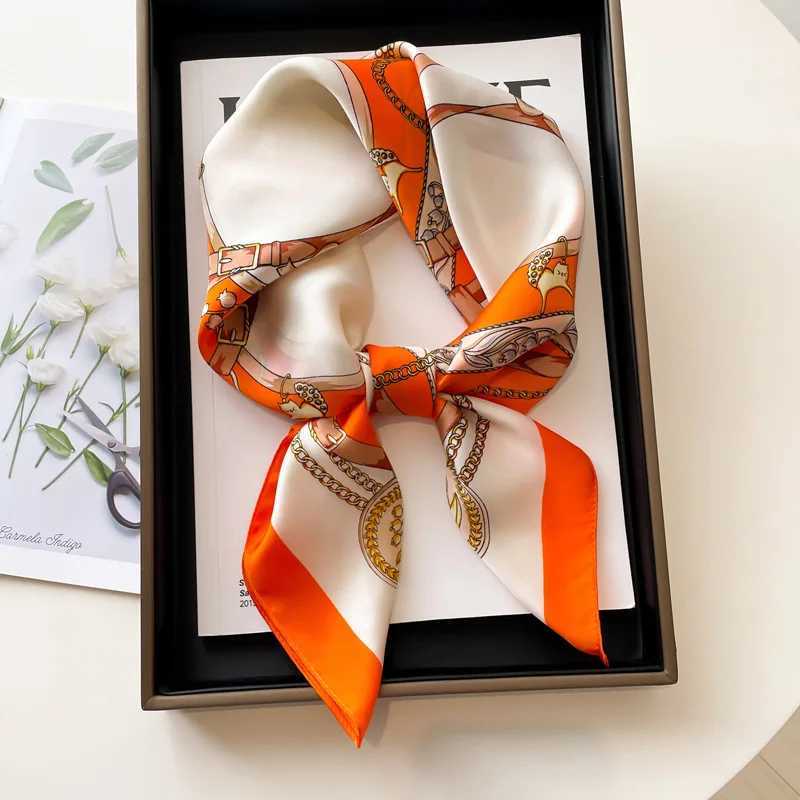 Luxury Twill Square Silk Scarf for Women Design Stoles Hijab Colorful Print Wraps Lady Headband Shawl Bandana 2025 New Foulard C251024