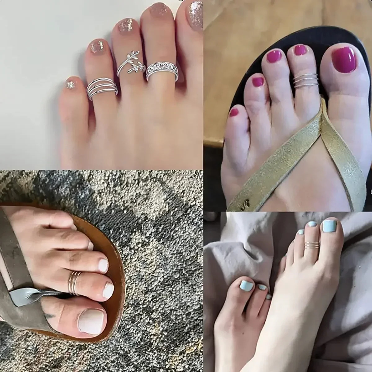 Summer Fashion Foot Leg Beach Stainless Steel Toe Rings 3pcs Hollow Head Rings for Women summer toe ring 251014
