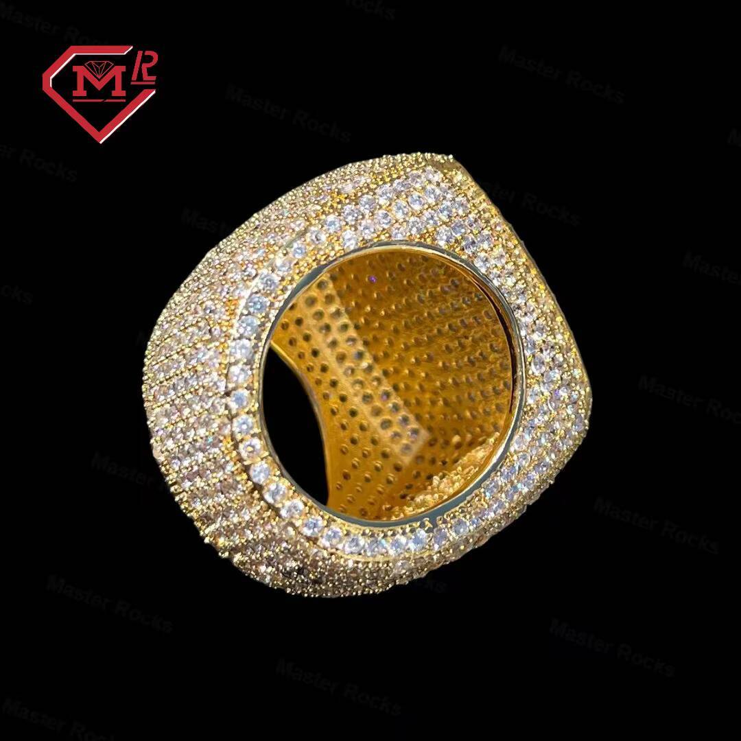 Fully Iced Out Sterling Silver 925 Rings With Moissanite Prong Setting Cushion Design Vvs Diamond Hip Hop Ring Moissanite