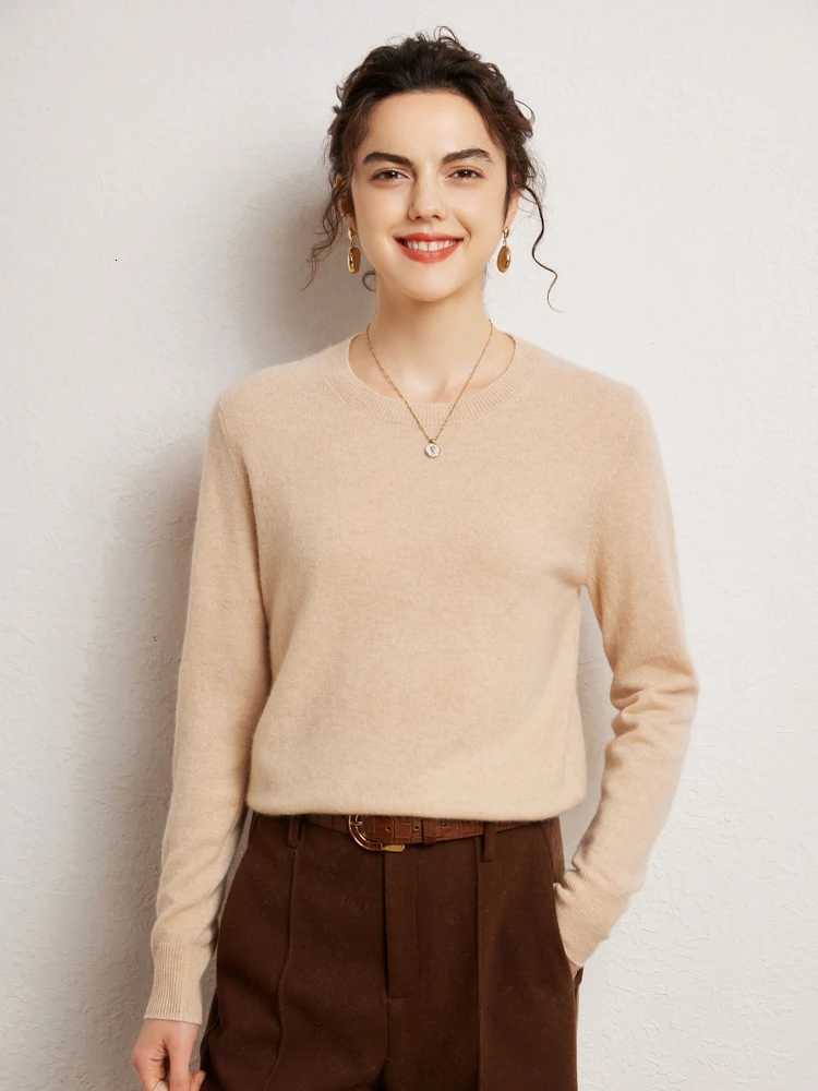Women 100 Cashmere Sweater Round Neck Pullover Autumn Winter Basic Cashmere Knitwear Soft Solid Long Slve Simple Clothing Top C251024