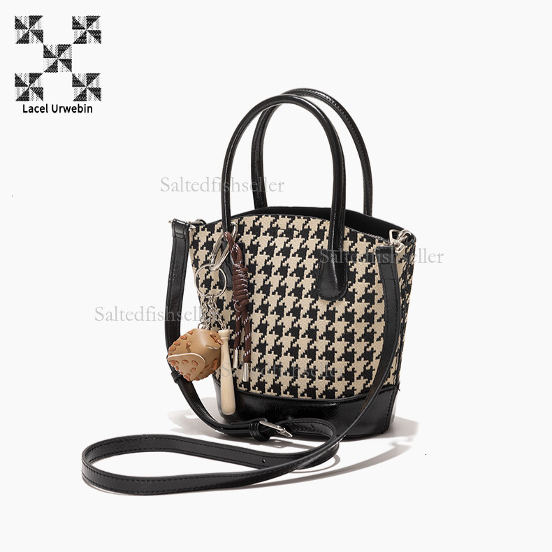 Lacel Urwebin High-end Designer Women's Bucket Bag Luxury Fashion Autumn And Winter New Jacquard Handbag Versatile Casual Commuting Shoulder Cros
