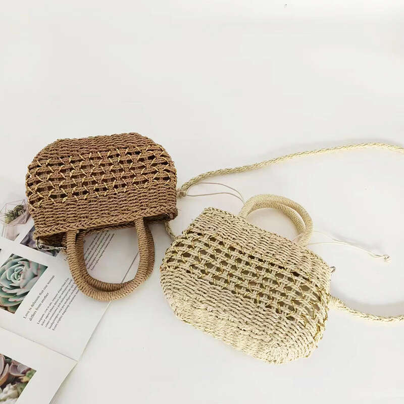 New Korean INS Straw for Women Handmade Woven Hollow Handheld Crossbody Fashion Sweet Summer Beach Bag