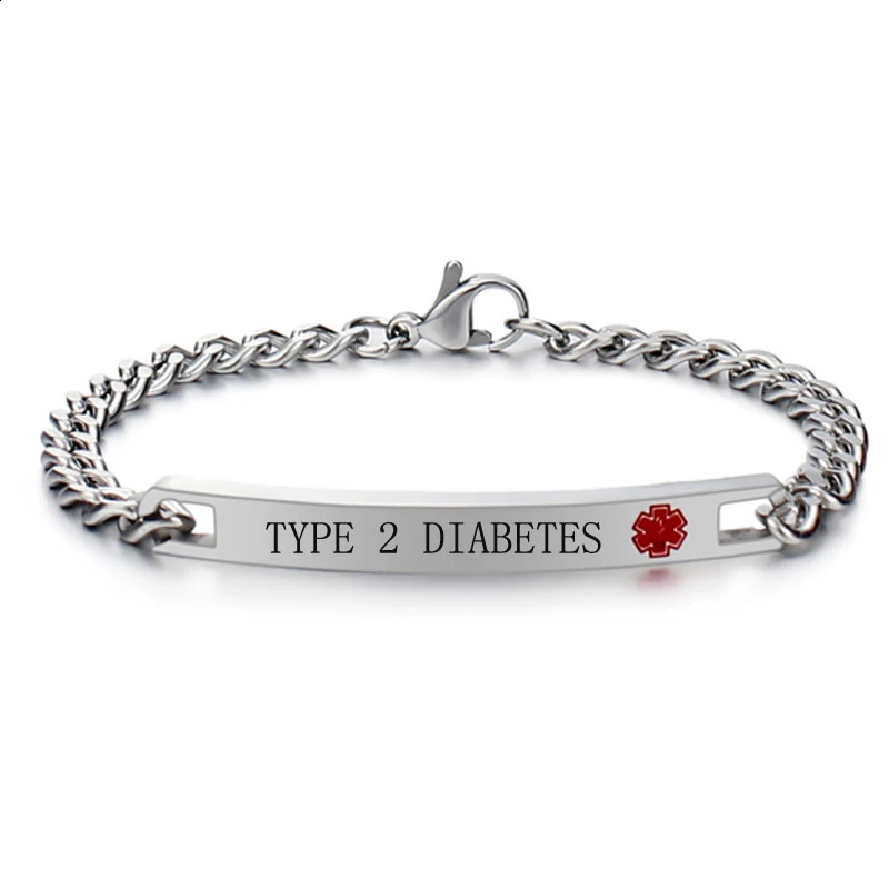 Stainless Steel Warning Bracelet Customized Emergency ID Information Free Engraved Couple Adjustable Bangles 251014