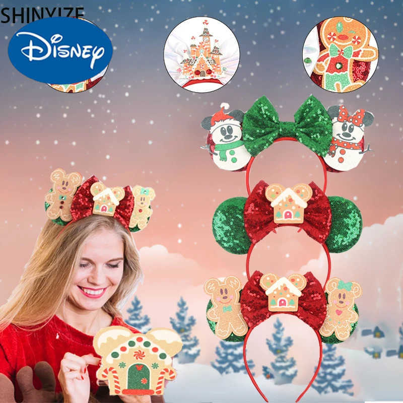 Disney ChristmasGirls' Themed Holiday Headband: Fun Sequined Gingerbread Figure and Classic Mickey Ears designer