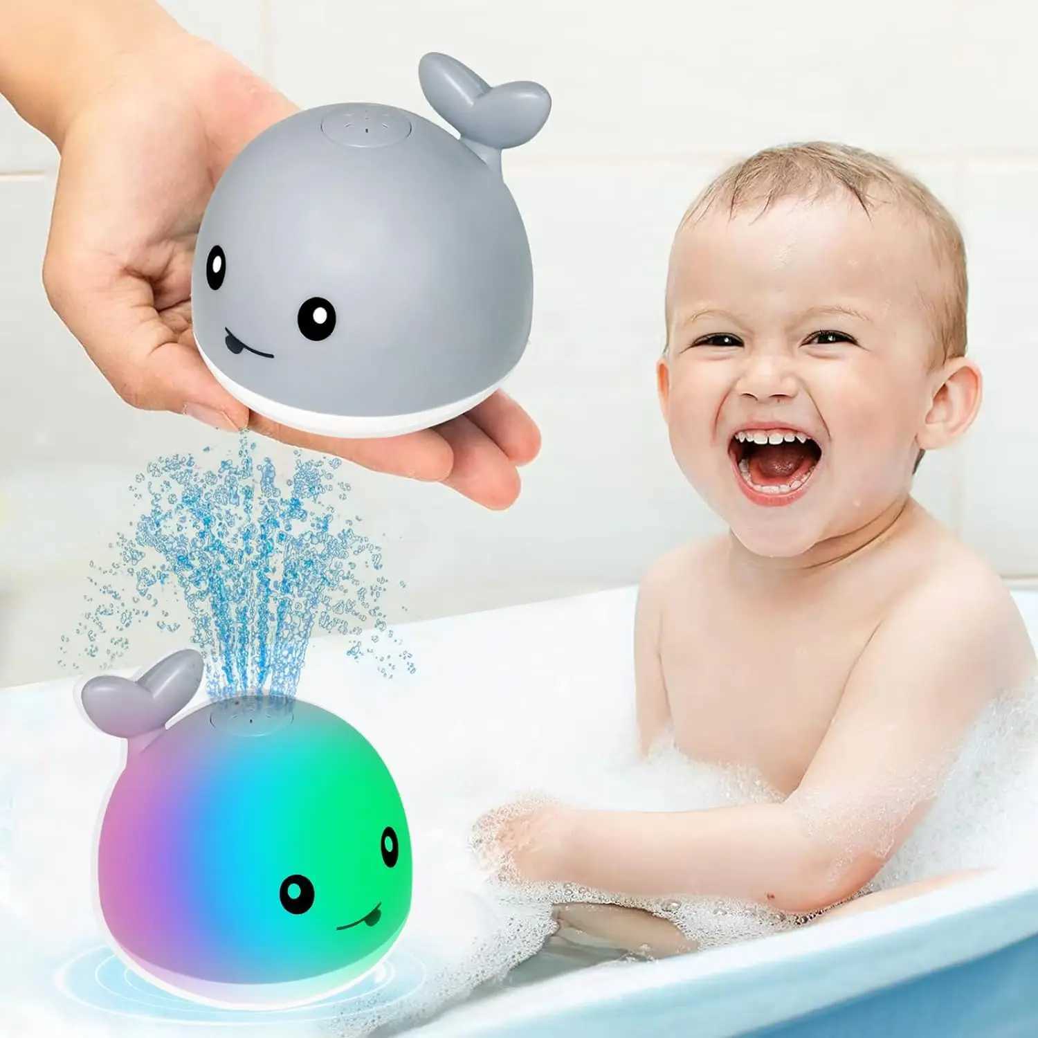 Baby Bath Toys Whale Automatic Bathroom Toy Sprinkler Light Up Bath Toys for Baby 618 Months Bathtub Fountain Spray Water Toy J251023