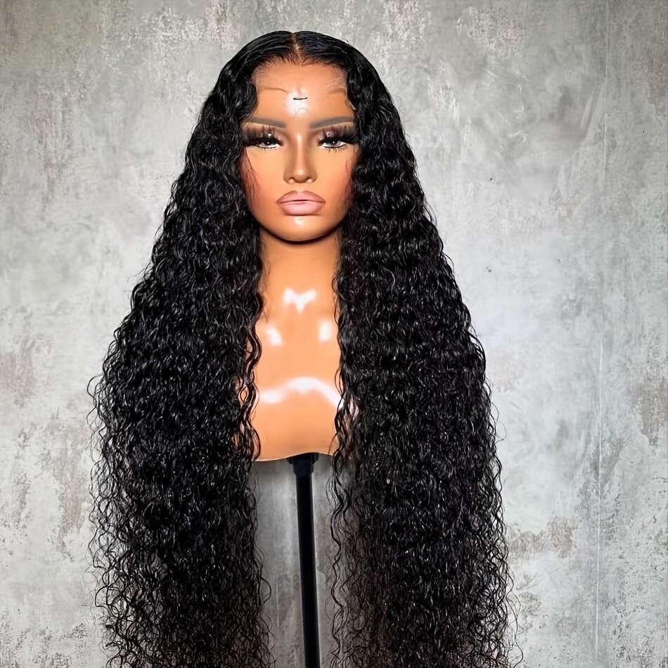 34" Glueless Human Hair - Pre-Plucked 5x5 HD Lace Closure, 250% Density Brazilian Virgin Hair, Long Curly Black for Women, & Comfortable Fit, Spe
