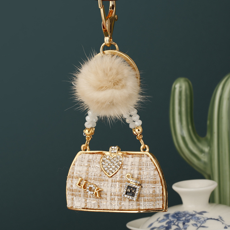 Lucky Wealth Creative designer Mink Fur Bag Keychain Cute Car & Bag Charm, Exquisite Key Chain (Wholesale)